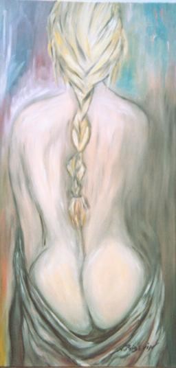 Peinture intitulée "nu drapé" par Nadine Poidevin, Œuvre d'art originale, Huile