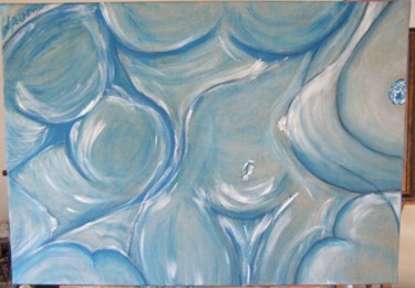 Peinture intitulée "Méandres bleus" par Nadine Poidevin, Œuvre d'art originale