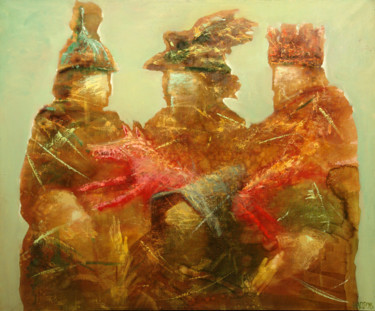 Картина под названием "Red dog" - Shamil Nadrov, Подлинное произведение искусства, Масло