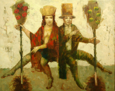 Painting titled "Rose and apples" by Shamil Nadrov, Original Artwork, Oil