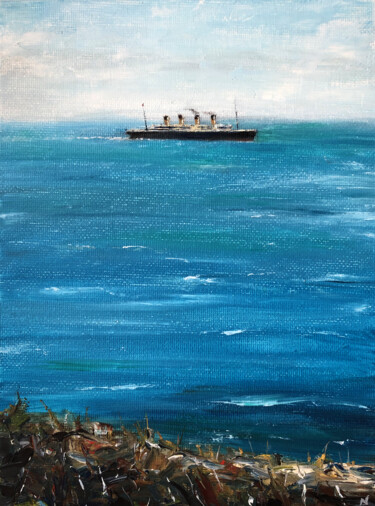 Malerei mit dem Titel "Titanic leaves Quee…" von Nady Navy, Original-Kunstwerk, Öl Auf Karton montiert
