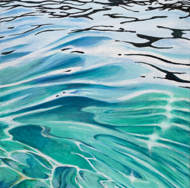 Malarstwo zatytułowany „Glare on the water” autorstwa Nady Navy, Oryginalna praca, Akryl Zamontowany na Drewniana rama noszy