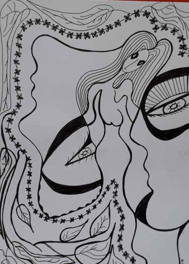 Drawing titled "Le dénouement" by Nadya Abrous, Original Artwork, Ink