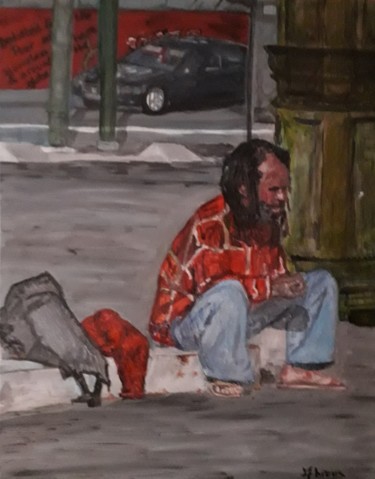 Painting titled "Homeless1" by Nadya Abrous, Original Artwork, Acrylic