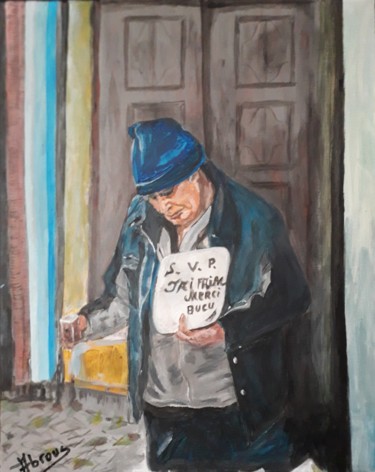 Malerei mit dem Titel "Homeless 3" von Nadya Abrous, Original-Kunstwerk, Acryl