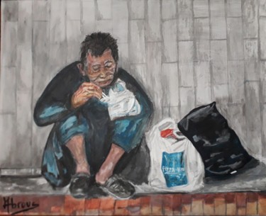 Malerei mit dem Titel "Homeless 4" von Nadya Abrous, Original-Kunstwerk, Acryl