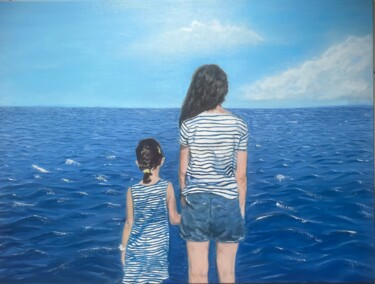 Картина под названием "Life in blue" - Nadya Abrous, Подлинное произведение искусства, Масло