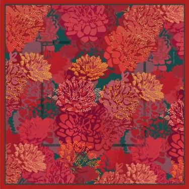 Art textile intitulée "Шелковый платок "Ог…" par Nadya Chachilo, Œuvre d'art originale, Tissu