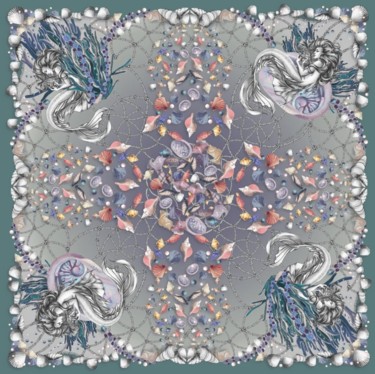 Art textile intitulée "Шелковый платок "Са…" par Nadya Chachilo, Œuvre d'art originale, Tissu