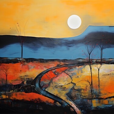 Digital Arts titled "Landscape with warm…" by Nadya Lem, Original Artwork, 2D Digital Work