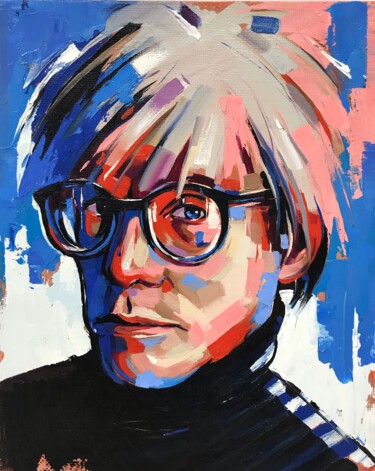 Pittura intitolato "Andy Warhol oil por…" da Nadya Mamonova, Opera d'arte originale, Olio