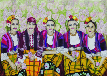 Painting titled "Are you a aunt, are…" by Nadezhda Ivanova, Original Artwork, Oil Mounted on Wood Stretcher frame