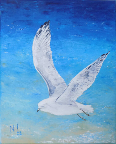 Картина под названием "Seagull 4" - Надежда Иванова, Подлинное произведение искусства, Масло Установлен на Деревянная рама д…