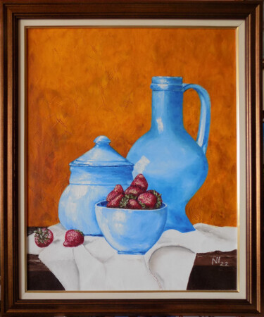 Картина под названием "Натюрморт с ягоди" - Надежда Иванова, Подлинное произведение искусства, Масло