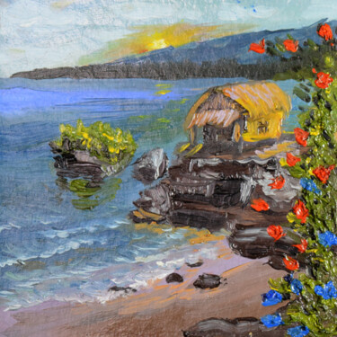 Malerei mit dem Titel "Fisherman's Hut Lan…" von Nadyalerm, Original-Kunstwerk, Öl