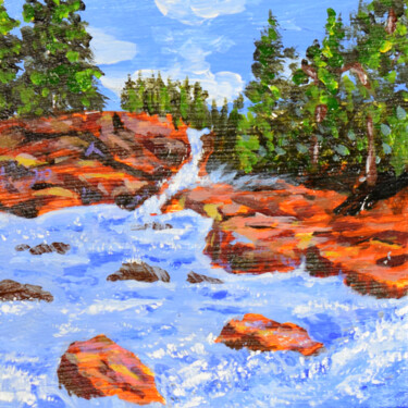 Painting titled ""Mountain River Lan…" by Nadyalerm, Original Artwork, Acrylic
