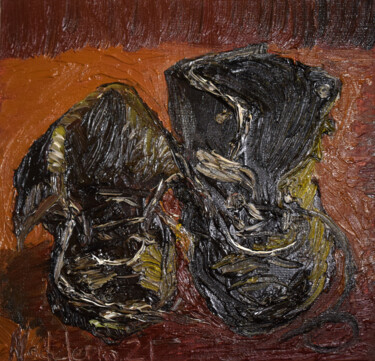 Ζωγραφική με τίτλο "Vincent Boots" από Nadyalerm, Αυθεντικά έργα τέχνης, Λάδι