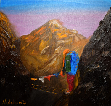 Pittura intitolato "Annapurna Alp Mount…" da Nadyalerm, Opera d'arte originale, Olio