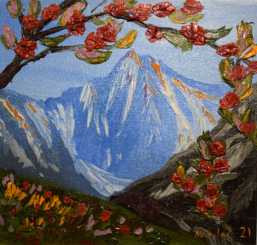 Pintura intitulada "Annapurna Alps Moun…" por Nadyalerm, Obras de arte originais, Óleo