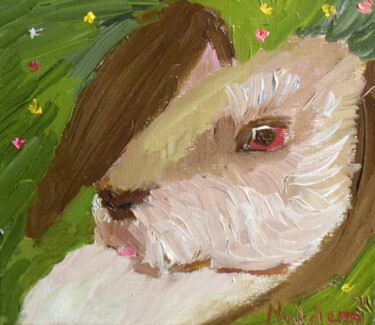 Pintura intitulada "Forest Hare-Rabbit" por Nadyalerm, Obras de arte originais, Óleo