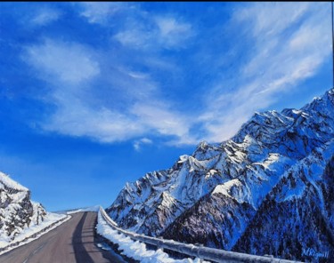 Painting titled "Route de montagne P…" by Nadya Rigaill, Original Artwork, Oil