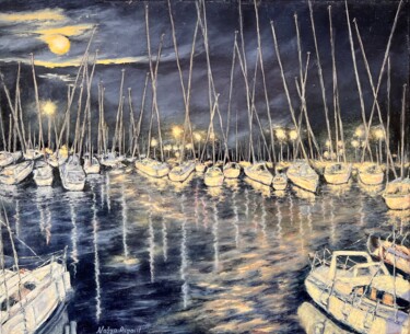 Peinture intitulée "Fête sur le port de…" par Nadya Rigaill, Œuvre d'art originale, Huile Monté sur Châssis en bois