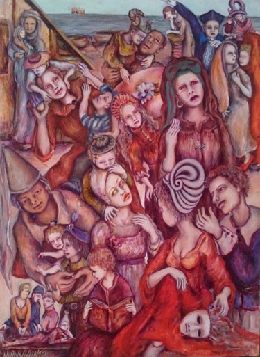 Peinture intitulée "La Liseuse" par Nadyn Kuntz, Œuvre d'art originale, Huile Monté sur Châssis en bois