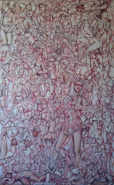 Pintura titulada "Les Ames Blanches" por Nadyn Kuntz, Obra de arte original, Oleo Montado en Bastidor de camilla de madera