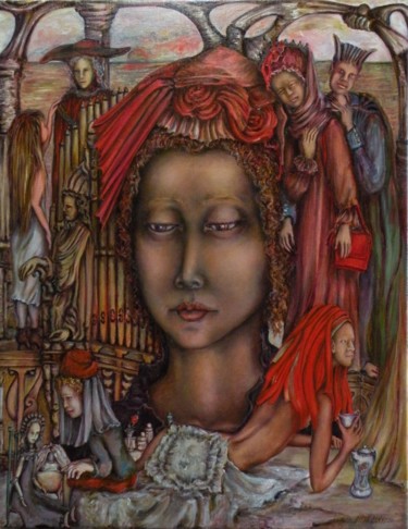 Painting titled "GEISHA" by Nadyn Kuntz, Original Artwork, Oil