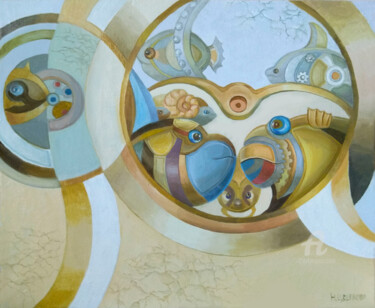 Картина под названием "Время плывет" - Надежда Цветкова, Подлинное произведение искусства, Масло Установлен на картон