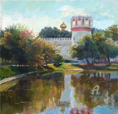 Peinture intitulée "Новодевичий Монасты…" par Nadezhda Tsvetkova, Œuvre d'art originale, Huile Monté sur Carton