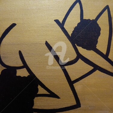 Pintura titulada "GOLDEN GIRLS 20x20" por Nafi, Obra de arte original, Acrílico Montado en Bastidor de camilla de madera