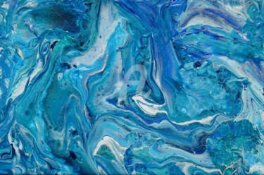 Peinture intitulée "BLUE LAGOON  22x33" par Nafi, Œuvre d'art originale, Acrylique Monté sur Châssis en bois