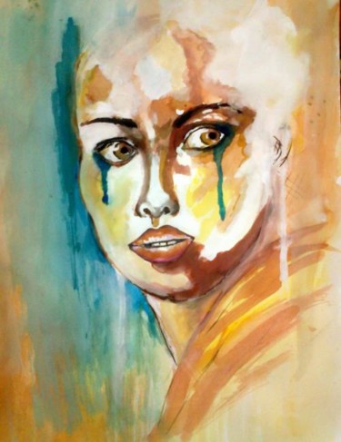 Painting titled "face3" by Nafis, Original Artwork