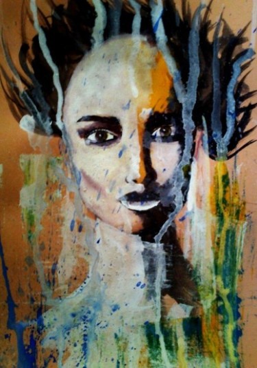 Painting titled "face7" by Nafis, Original Artwork