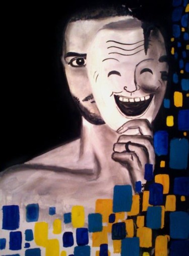 Painting titled "happiness ?" by Nafis, Original Artwork
