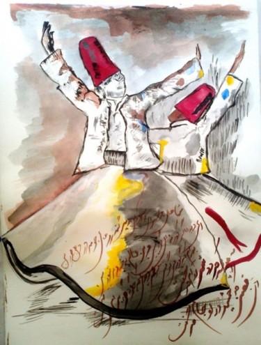 Painting titled "SUFI DANCE" by Nafis, Original Artwork