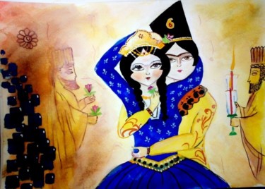 Painting titled "shazde va banoo" by Nafis, Original Artwork