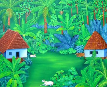 Painting titled "village dreams" by Murali Nagapuzha, Original Artwork