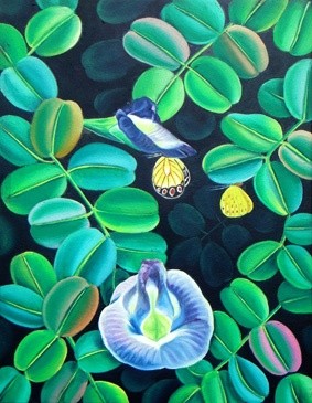 Painting titled "shell_flower_12X16.…" by Murali Nagapuzha, Original Artwork