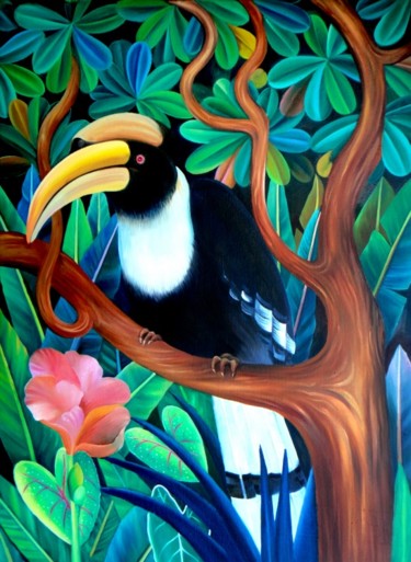 Painting titled "hornbill.jpg" by Murali Nagapuzha, Original Artwork