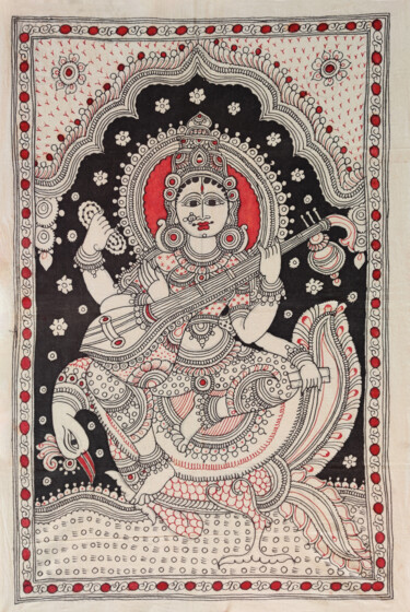Peinture intitulée "Saraswati" par Nagarao Rao, Œuvre d'art originale, Pigments