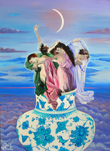 Peinture intitulée "Eleganse İn The Vase" par Nagehan Çalıskan, Œuvre d'art originale, Acrylique
