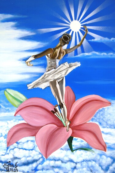 Malerei mit dem Titel "Lily Magic" von Nagehan Çalıskan, Original-Kunstwerk, Acryl