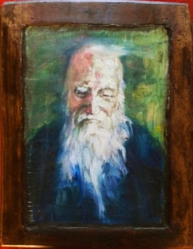 Painting titled "Porfirios Agion Oros" by Nagia Chrisanthacopoulou, Original Artwork, Encaustic