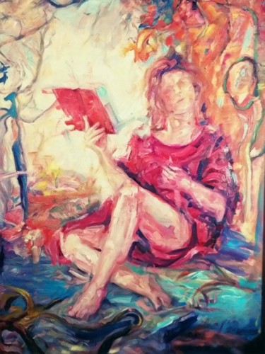 Painting titled "Study" by Nagia Chrisanthacopoulou, Original Artwork, Oil