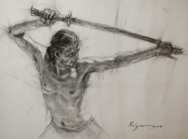 Tekening getiteld "Warrior" door Nagia Chrisanthacopoulou, Origineel Kunstwerk