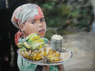 Peinture intitulée "la-petite-marchande…" par Naguib Lotf Katabi, Œuvre d'art originale
