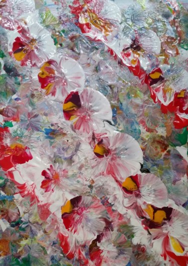 Malerei mit dem Titel "langage des Fleurs" von Nagwa Safey, Original-Kunstwerk, Acryl