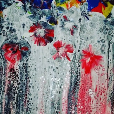 Painting titled "De fleur en fleurs" by Nagwa Safey, Original Artwork, Acrylic